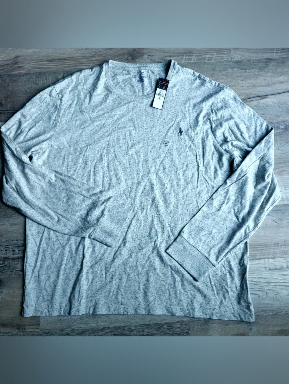 Polo Ralph Lauren Men's XXL Gray Long Sleeve T Shirt Custom Fit NWT Cotton